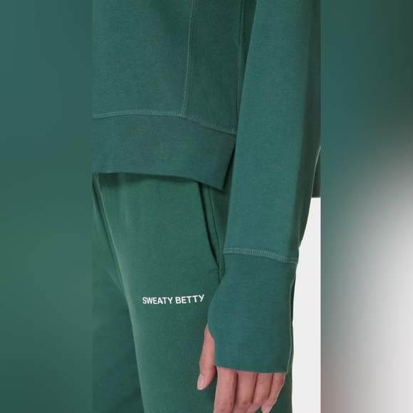 Sweaty Betty After Class Crop Sweatshirt in Glade Green Organic Cotton, Size S - Picture 6 of 13